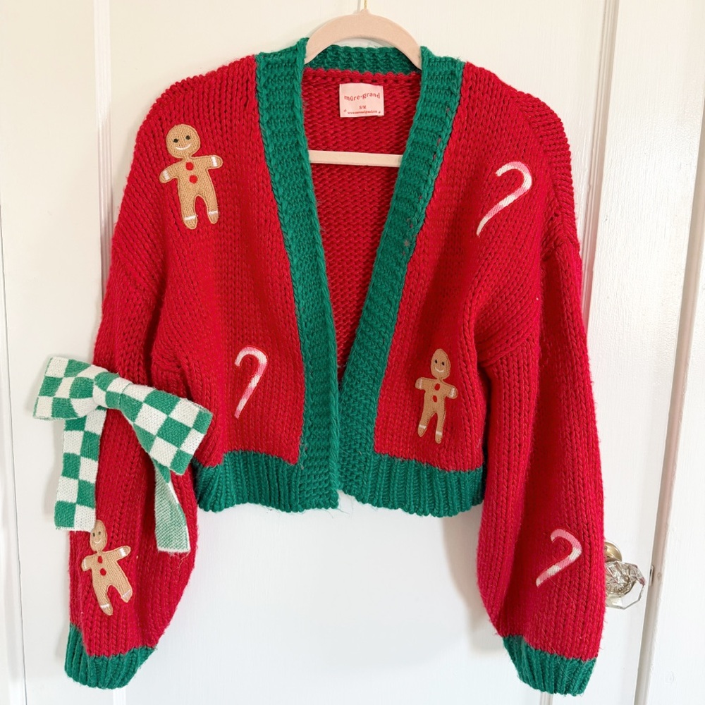 MURE & GRAND SUGAR PLUM PUFF CARDIGAN CHRISTMAS SWEATER
